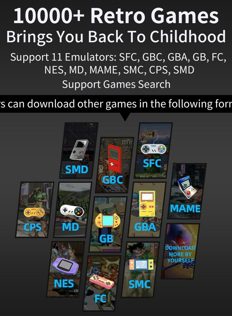 مييلان وحدة تحكم ألعاب محمولة، وحدة تحكم ألعاب قديمة مدمجة بسعة 32 جيجابايت و10000+ لعبة كلاسيكية، شاشة OCA IPS مقاس 3.5 بوصة، عصا تحكم ثلاثية الأبعاد مزدوجة، 11 محاكي، وحدة تحكم ألعاب محمولة تدعم إخراج التلفاز - Image 3