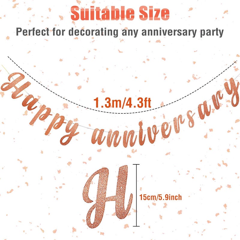 Partytoko Happy Anniversary Banner Gold - Wedding/Birthday Party Decorations - Image 5