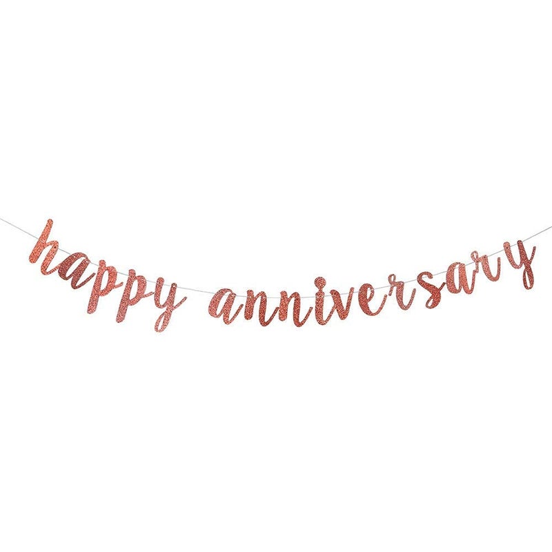 Partytoko Happy Anniversary Banner Gold - Wedding/Birthday Party Decorations - Image 3