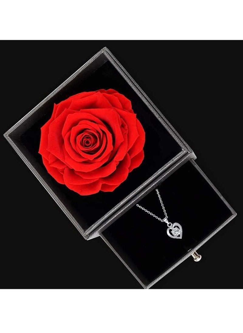 Generic - Forever Rose Gift Set with Elegant Box, Beautiful Preserved Flower and I Love You Necklace, Perfect for Mom, Wife, or Girlfriend on Special Occasions and Birthdays - Image 1