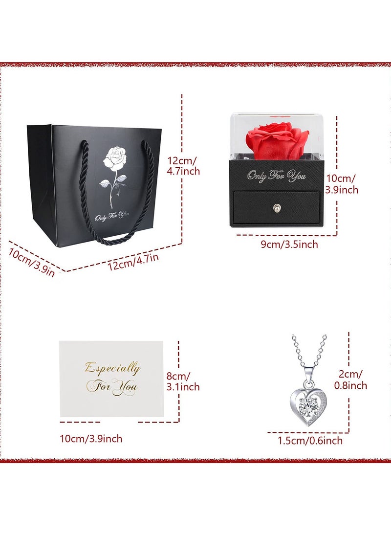 Generic - Forever Rose Gift Set with Elegant Box, Beautiful Preserved Flower and I Love You Necklace, Perfect for Mom, Wife, or Girlfriend on Special Occasions and Birthdays - Image 1
