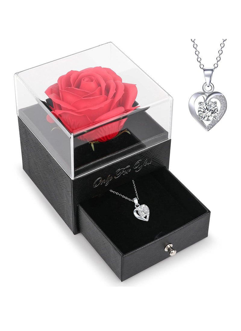 Generic - Forever Rose Gift Set with Elegant Box, Beautiful Preserved Flower and I Love You Necklace, Perfect for Mom, Wife, or Girlfriend on Special Occasions and Birthdays - Image 1