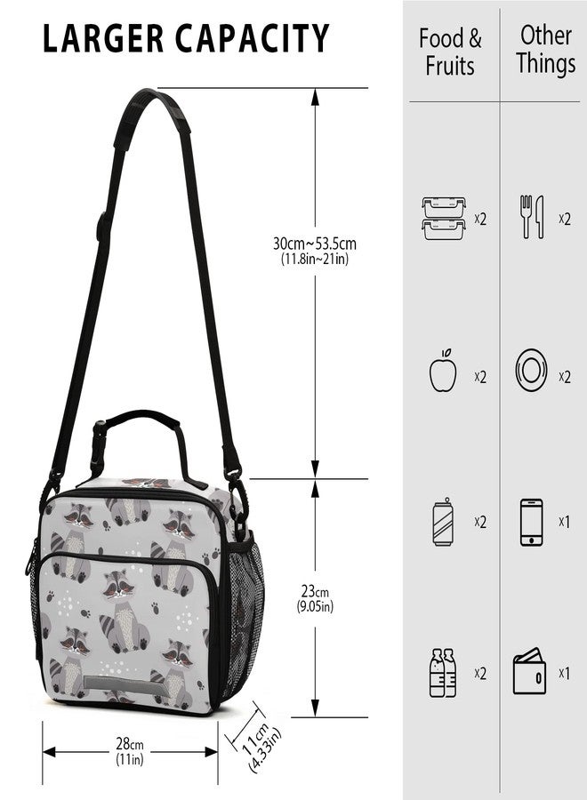 Kcldeci Raccoon Cute Lunch bag, Portable/Reusable Lunch Box for Women/Men/Adult, Insulated Cooler Tote Bag for Work/School/Travel/Picnic - Image 3