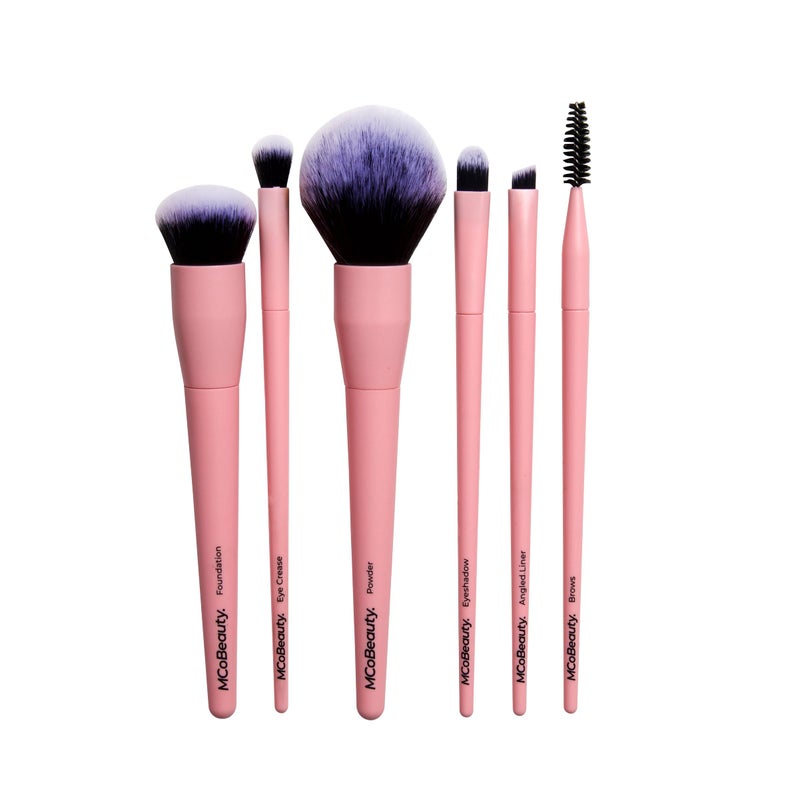 MCoBeauty Everyday 6 Piece Makeup Brush Essential Set Soft Bristles Full Face Brush Set Sleek Organic Design