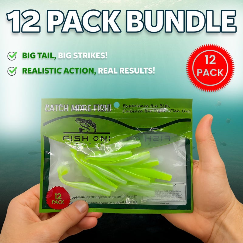 Fish On Tackle 3 1/4" Soft Plastic Paddle Tail Swimbait Pack of 12 - Pearl White - Image 4