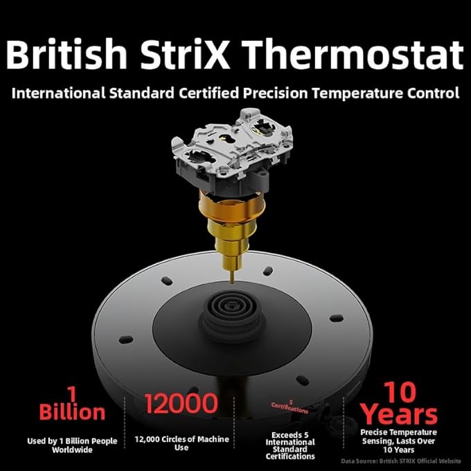 أو تي إي غلاية طراز رجعي من خمسينيات القرن الماضي، سعة 800 مل، سعة 5090 درجة مئوية، ذكية تحافظ على دافئة الذكية، قاعدة دوارة، أقدام مقاومة للانزلاق، غطاء ناعم الفتح، الفولاذ المقاوم للصدأ، أوتوماتيكي أوتار ريد، إيقاف - Image 4