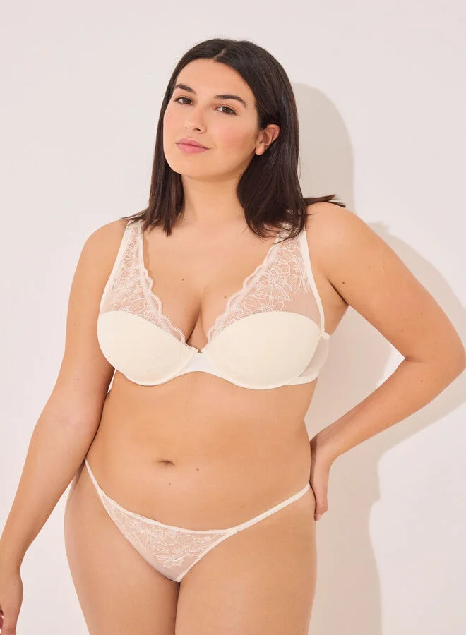 women'secret White satin and tulle halterneck bra