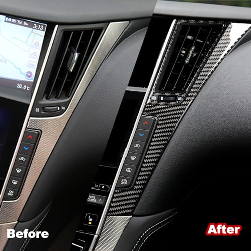 Fancemot Real Carbon Fiber Center Console Dashboard Air Vent Gear Cup Holder Panel Cover Trim Compatible with Infiniti Q50 2014-2024 & Q60 2017-2022 - Image 4