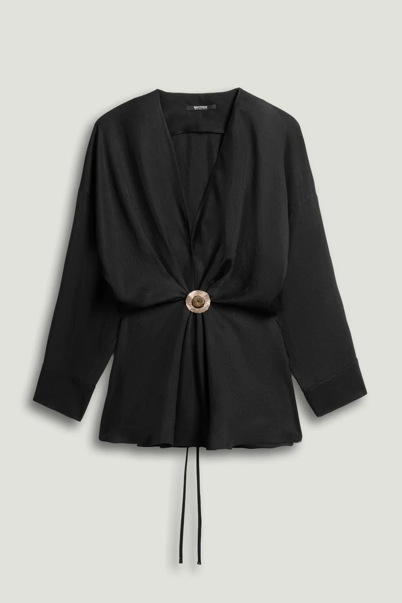 Nocturne  Draped Buckle-Detail Shirt for Women | Best Price UAE