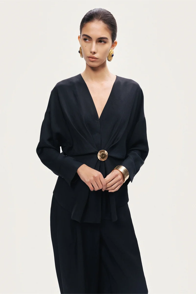 نوكتورن Draped Buckle-Detail Shirt
