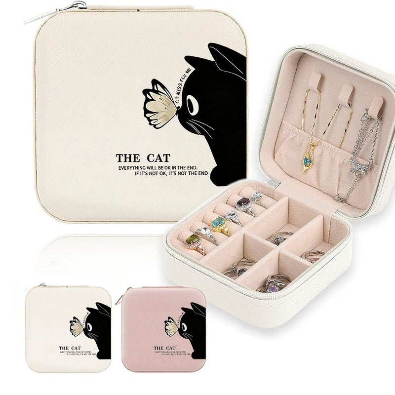 Pink Portable Mini Travel Jewelry Box Organizer for Rings Earrings - Image 1