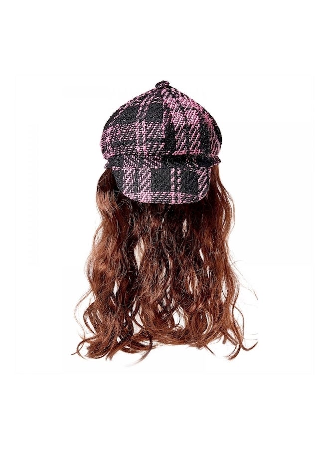 Loquat Wig With Flat Hat For  Party Brown/Black/Pink - Image 1