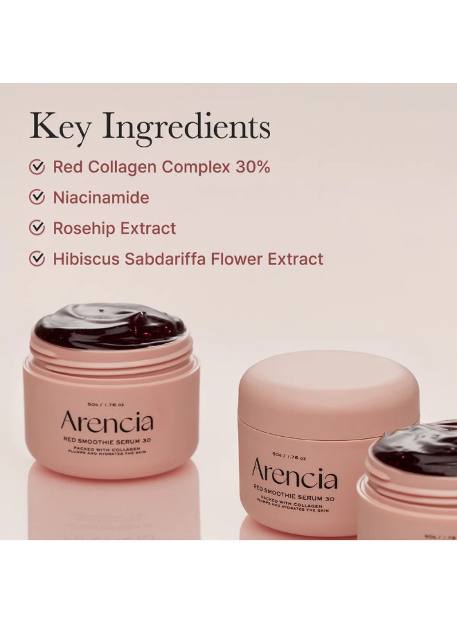 arencia سيروم قناع الوجه الأحمر الليلي، متألق ومهدئ مع 30% كولاجين أحمر، نياسيناميد، ببتيد، فيتامين E - Image 4