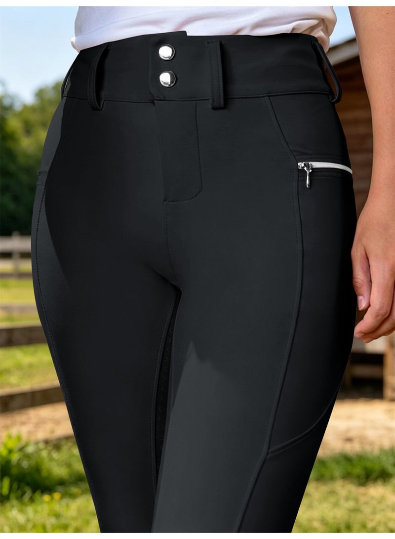 general Competition Women Equestrian Pants Full Seat Silicone Horse Riding Leggings With Pockets Outdoor Sports Tights Training Breeches Female - Image 1