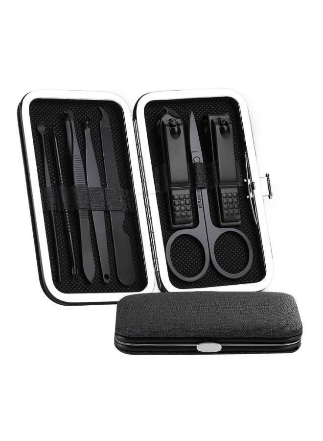 NIBEMINENT 8-Piece Stainless Steel Multifunction Nail Clipper And Box Set Black - Image 1