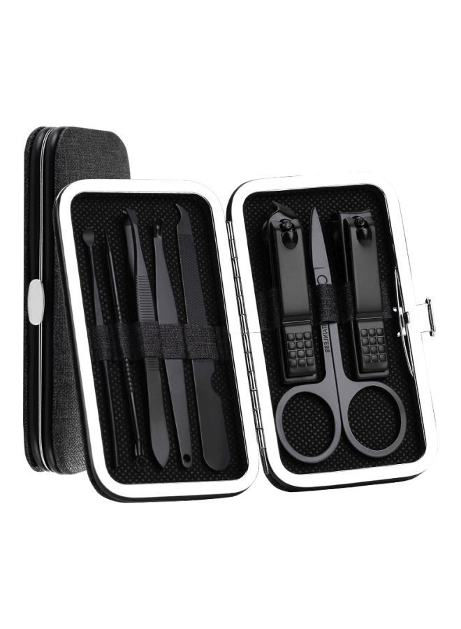 NIBEMINENT 8-Piece Stainless Steel Multifunction Nail Clipper And Box Set Black - Image 2