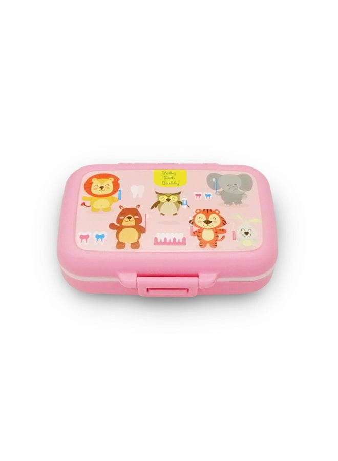Pink Baby's Deciduous Teeth Box Color Printing Cute Animal Pattern PP Plastic Children's Teeth Storage Collection Children's Gift-Color:Monster Pattern - Image 3