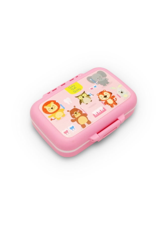 Pink Baby's Deciduous Teeth Box Color Printing Cute Animal Pattern PP Plastic Children's Teeth Storage Collection Children's Gift-Color:Monster Pattern - Image 4