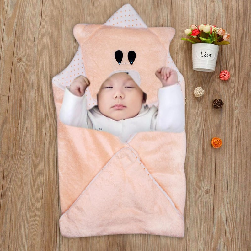 BOXO Kids Cartoon Printed Single Bed Wrapper Blankets | Double Layer Warm Fleece Winter Comforters for Kids 0-6 Months-(34 x 33 Inches) (Peach) - Image 5