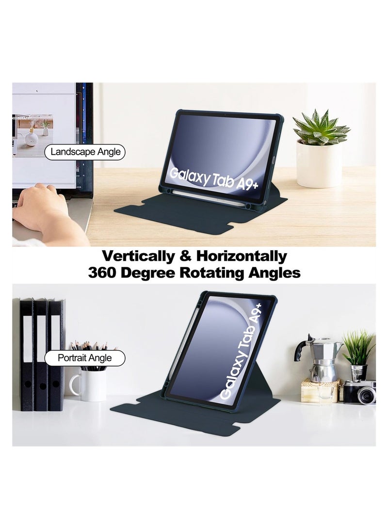 SYOSI Case for Samsung Galaxy Tab A9 Plus 11Inch 2023 Release Model (SM-X210/X216/218) +Pen Slot, 360 ° Rotation TPU Cover Smart Slim Tablet Cover With Auto Wake/Sleep for SM A9 Plus Cover - Image 3