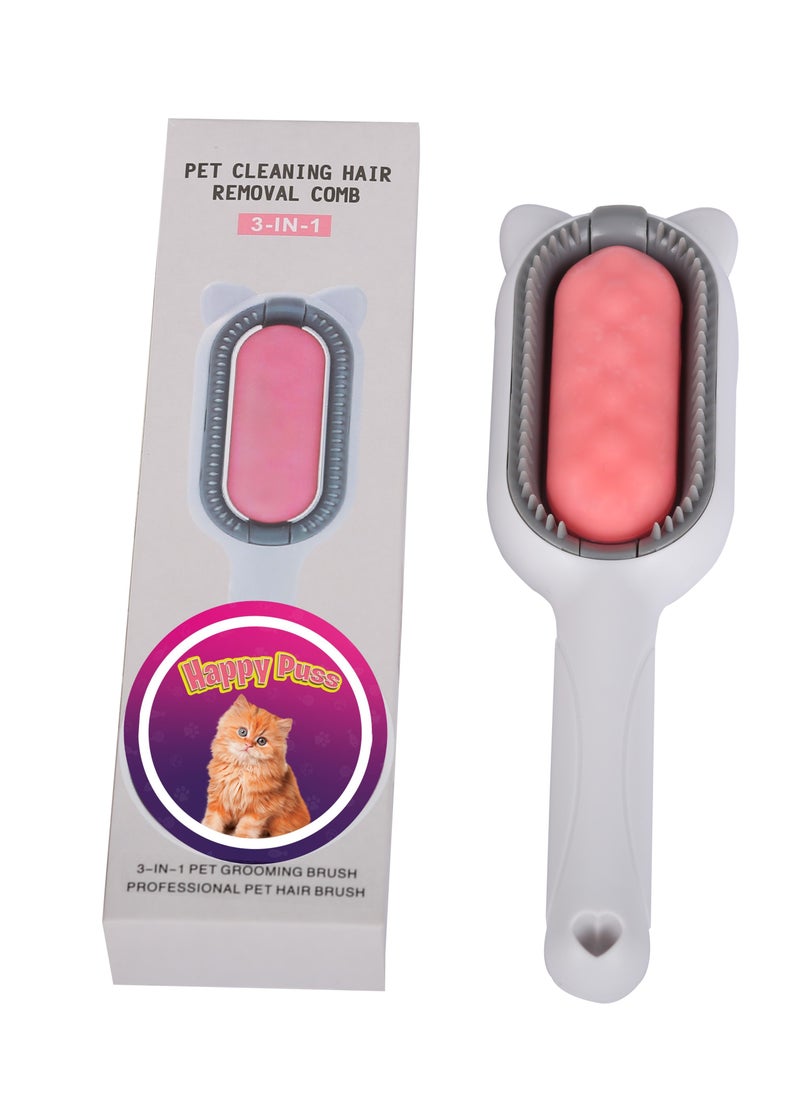 HAPPY PUSS - Pet grooming brush for long and short haired Cats and dogs, pet cleaning tool, Massage and Removal of loose Fur and Tangled hair. Professional pet comb 3-in-1-pink color - Image 1