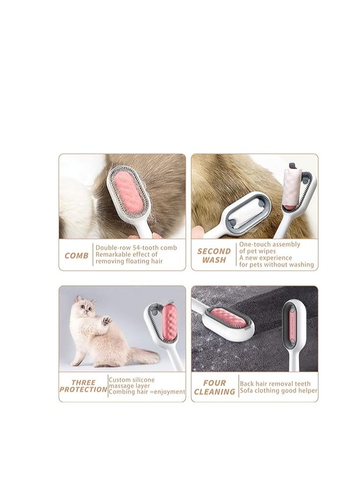 HAPPY PUSS - Pet grooming brush for long and short haired Cats and dogs, pet cleaning tool, Massage and Removal of loose Fur and Tangled hair. Professional pet comb 3-in-1-pink color - Image 1