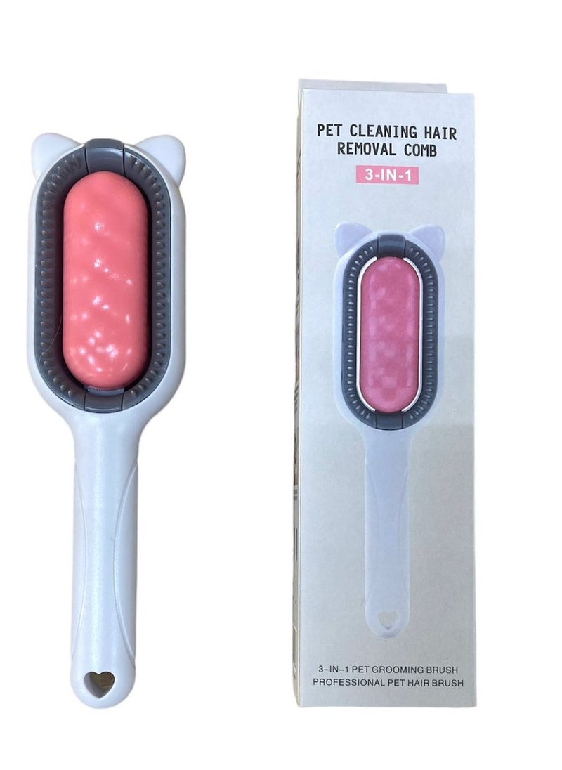 HAPPY PUSS - Pet grooming brush for long and short haired Cats and dogs, pet cleaning tool, Massage and Removal of loose Fur and Tangled hair. Professional pet comb 3-in-1-pink color - Image 1