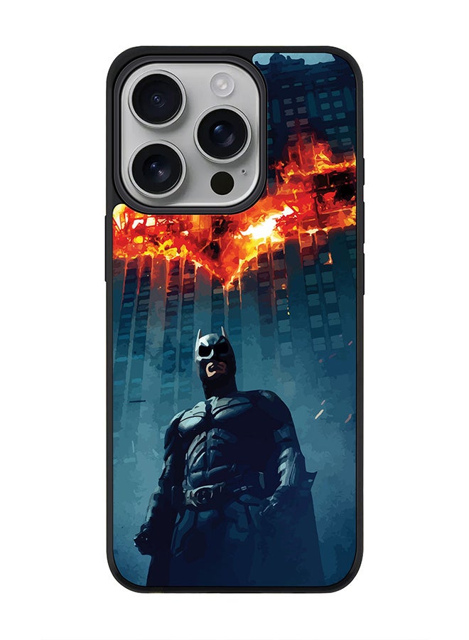 Stylizedd For iPhone 16 Pro Case [Compatible with MagSafe] Slim Magnetic cover Phone Case iPhone 16 Pro -Burning Batman - Image 1