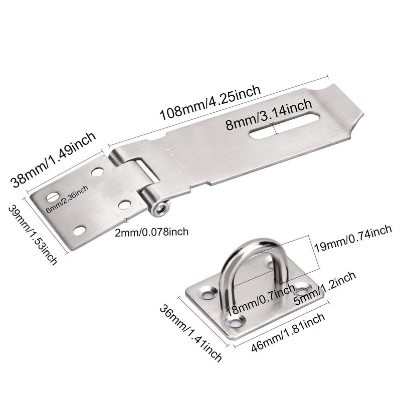 ZOENHOU 6 Pack 4 Inch Door Hasp Latch Locks, Stainless Steel Security Padlock Hasp with Mounting Screws, Door Gate Lock Hasp for Shed, Cabinet, Furniture, Drawer - Image 2