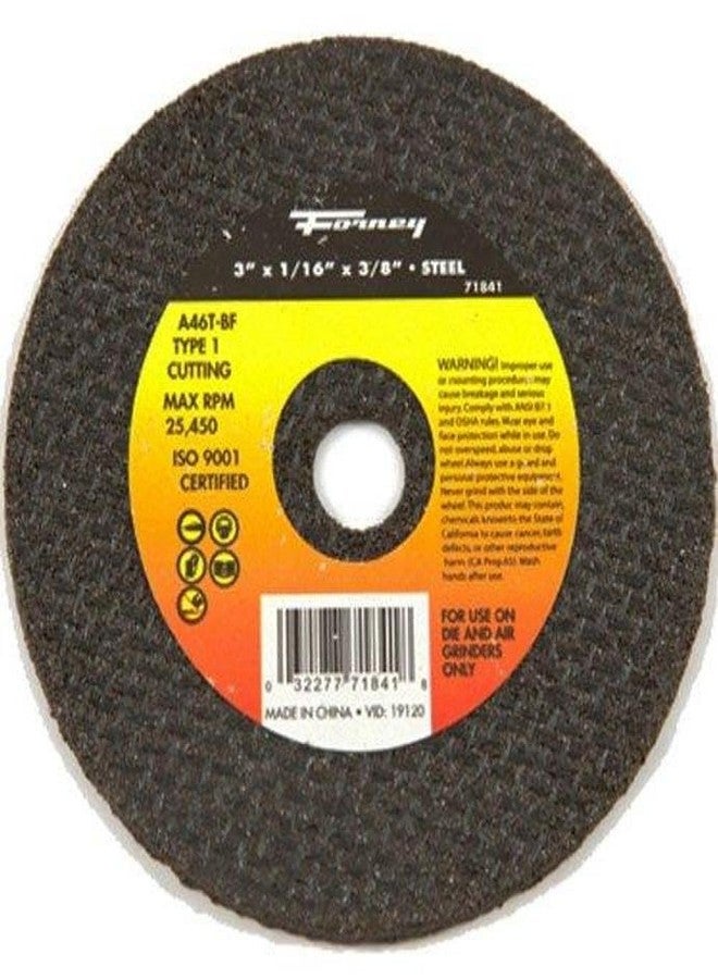 Forney 71841 Cut-Off Wheel with 3/8-Inch Arbor, Metal Type 1, A46T-BF, 3-Inch-by-1/16-Inch - Image 1