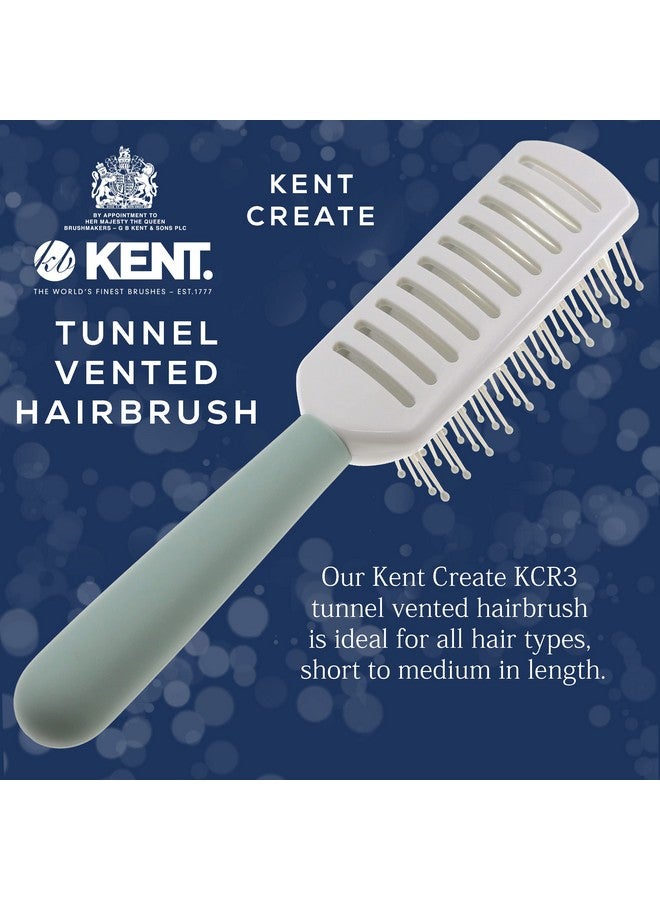KENT Kcr3 "Create" Tunnel Vented Hair Brush For Blowdrying Creating Root Lift And Volume In All Hair Types Vent Brush With Green Ergonomic Handle And Soft Ball Tipped Bristles For Pain Free Use - Image 5