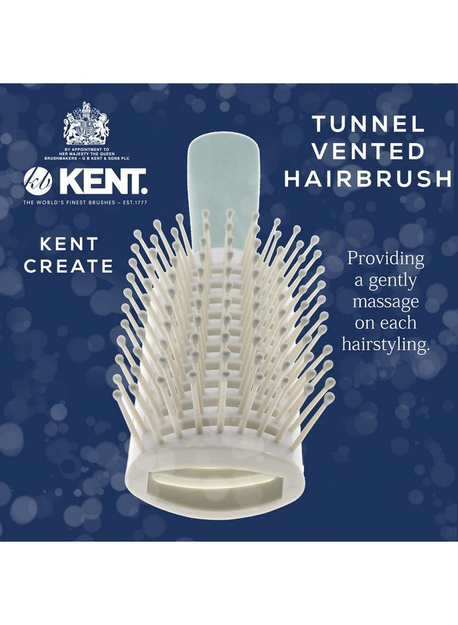 KENT Kcr3 "Create" Tunnel Vented Hair Brush For Blowdrying Creating Root Lift And Volume In All Hair Types Vent Brush With Green Ergonomic Handle And Soft Ball Tipped Bristles For Pain Free Use - Image 4
