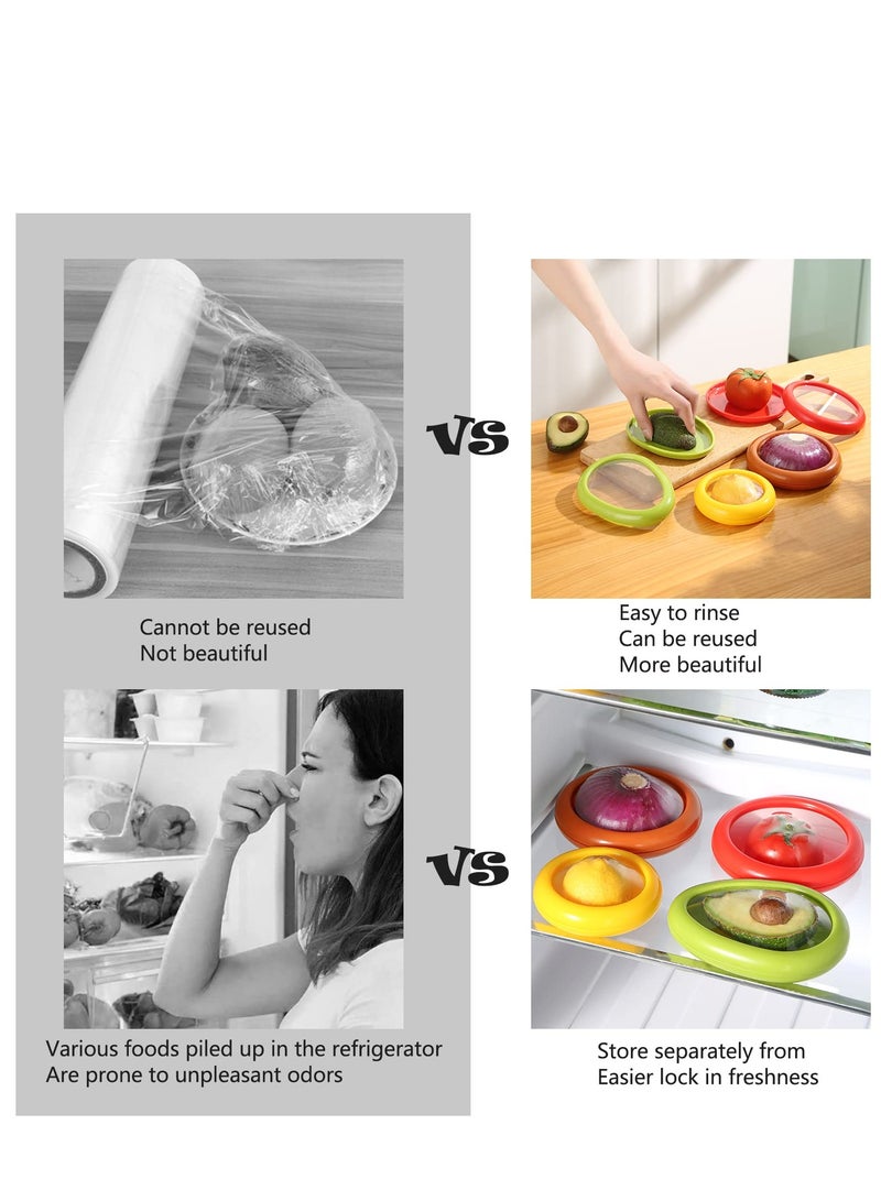 SYOSI 4 Pcs Reusable Saver Holder Storage Containers for Tomato Onion Lemon Keeper Refrigerator Vegetable Fruit Crisper  - Image 3