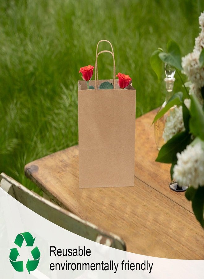 Joybe 100 Pack 5.95x3.25x8 Inch Small Brown Paper Bags with Handles Bulk, Kraft Paper Gift Bags for Birthday Party Favors Grocery Retail Shopping Business Goody Craft Sacks (Plain Natural, 100pcs) - Image 4