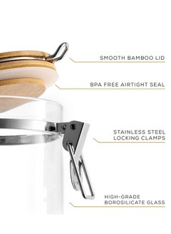 Excefore Glass Jars With Bamboo Lids (19oz). 2PC Set of Airtight Storage Jars with Clamp Lids for Pantry Food Storage. Air Tight Sealable Glass Canisters Containers for Kitchen Organization  - Image 3
