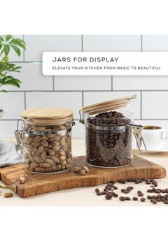 Excefore Glass Jars With Bamboo Lids (19oz). 2PC Set of Airtight Storage Jars with Clamp Lids for Pantry Food Storage. Air Tight Sealable Glass Canisters Containers for Kitchen Organization  - Image 4