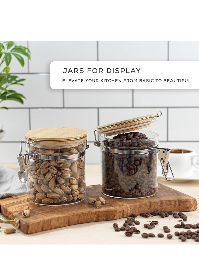 Excefore - Glass Jars With Bamboo Lids (19oz). 2PC Set of Airtight Storage Jars with Clamp Lids for Pantry Food Storage. Air Tight Sealable Glass Canisters Containers for Kitchen Organization - Image 1