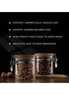 Excefore Glass Jars With Bamboo Lids (19oz). 2PC Set of Airtight Storage Jars with Clamp Lids for Pantry Food Storage. Air Tight Sealable Glass Canisters Containers for Kitchen Organization  - Image 2