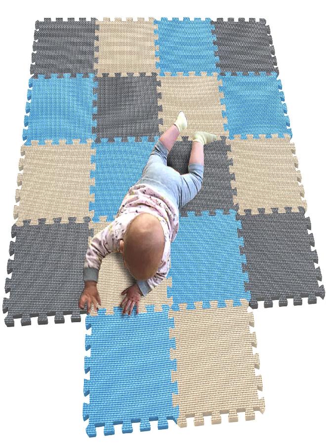 MQIAOHAM Children Puzzle mat Play mat Squares Play mat Tiles Baby mats for Floor Puzzle mat Soft Play mats Girl playmat Carpet Interlocking Foam Floor mats for Baby Blue Beige Grey 107110112 - Image 4