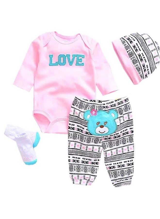 Pedolltree - Reborn Dolls Baby Clothes Pink Outfits For 20"- 22" Reborn Doll Girl Baby Clothing Baby Sets - Image 1