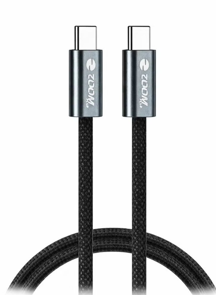 زوم بلس كيبل شحن سريع ZOOM PLUS ZP A599 RAPIDE بقوة 100 واط Type-C إلى Type-C، كيبل USB-C مضفر فائق المتانة للهواتف الذكية والأجهزة اللوحية واللابتوبات وأجهزة PD - Image 1