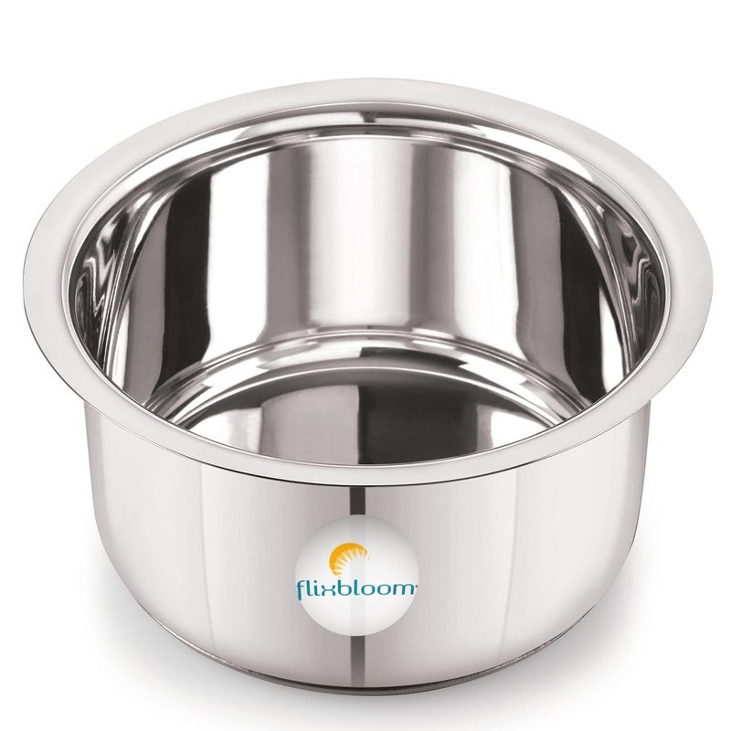 FLIXBLOOM Flixbloom Special Stainless Steel Induction Base Kitchen Cookware Utensil TriPLY Bottom TopeBhagonaPatilaPot 24 Months Warranty Tope Without Lid 5 Litre Tope  - Image 3