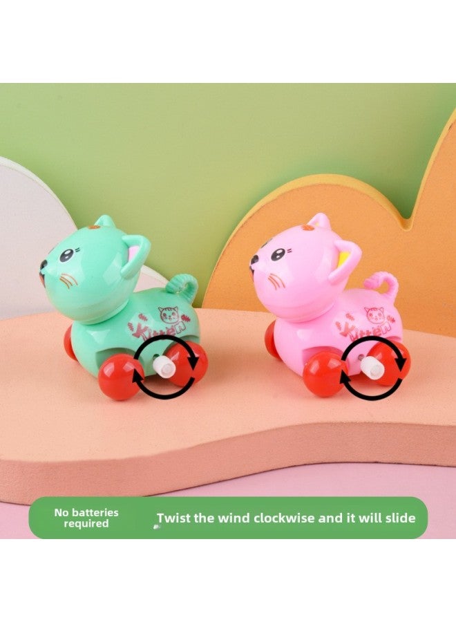 Children's Spring Toy Winding Cat Cartoon Animal Fun Running Kindergarten Small Gift Stall Wholesale-Color:Clockwork Sliding Kitten-random Color - Image 4