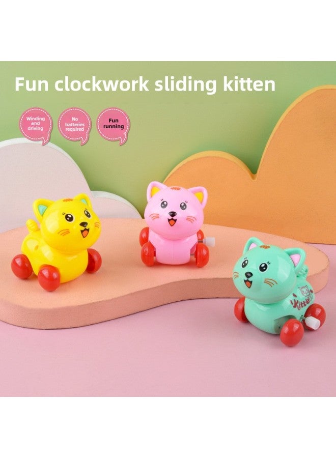 Children's Spring Toy Winding Cat Cartoon Animal Fun Running Kindergarten Small Gift Stall Wholesale-Color:Clockwork Sliding Kitten-random Color - Image 2