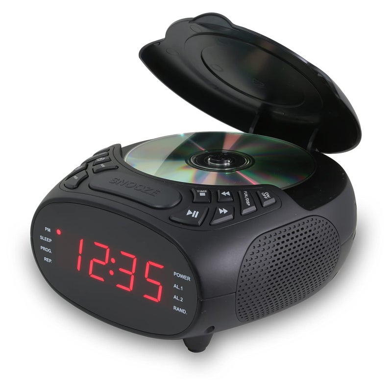 GPX Dual Alarm CD Clock Radio, Top Load, FM, Black (CC318B) - Image 2
