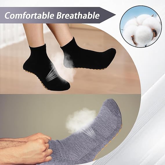WKLOUYHE Women's Non-Slip Yoga Socks - 4 Pairs, Breathable, Soft & Comfortable Grip Sock for Yoga, Pilates, Running - Summer Winter Short Socks with Silicone Grip for Women_Multicolour,Free Size - Image 4