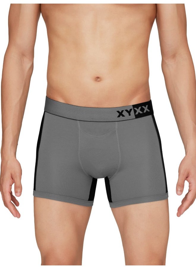 XYXX - XYXX Men's Underwear Dualist IntelliSoft Antimicrobial Micro Modal Trunk Pack of 2 (Steel Grey & Black ; Black & Steel Grey; L) - Image 1