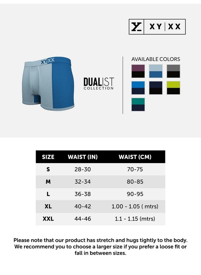 XYXX - XYXX Men's Underwear Dualist IntelliSoft Antimicrobial Micro Modal Trunk Pack of 2 (Steel Grey & Black ; Black & Steel Grey; L) - Image 1