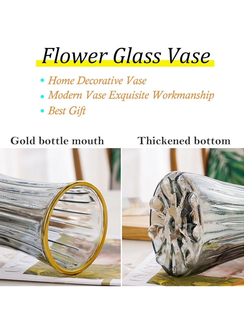Y&D Clear Glass Modern Large Flower Vase for Home Office Decor, Tall Vase Glass Table Vase for Wedding Housewarming Gift(Transparent) - Image 5