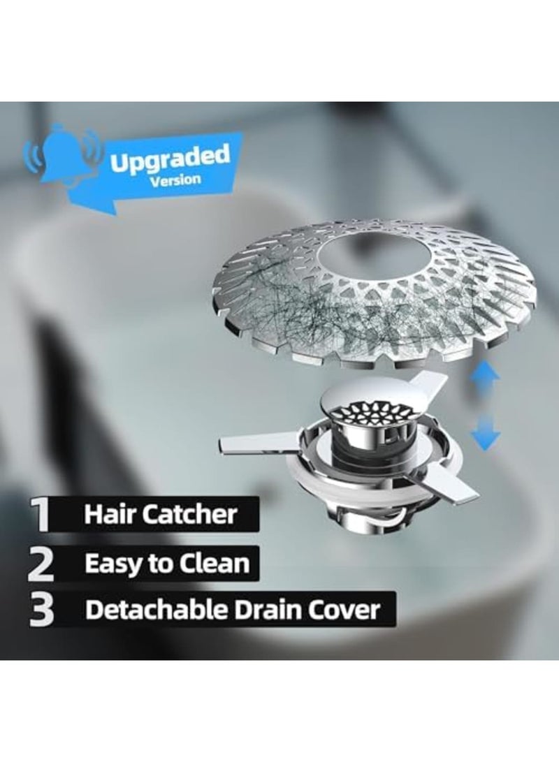 SYOSI Bathtub Drain Stopper with Hair Catcher – Pop Up Tub Stoppers with Detachable Cover, No Residual Water, Faster Drainage Bathroom Sink Excrete Plug for 1.5’’-1.97’’ Flow Out Hole (Chrome) - Image 2